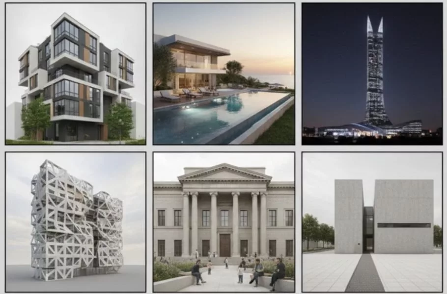 مجموعه پرامپت های معماری؛ از طراحی ویلا تا آسمانخراش با هوش مصنوعی