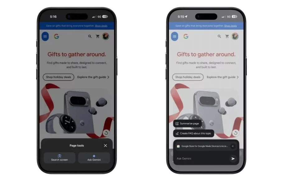 هوش مصنوعی جمینای در مرورگر کروم آیفون و آیپد فعال شد