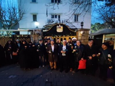 سفارت فلسطین گل‌باران شد