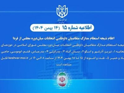 فردا استعلام مدارک متقاضیان انتخابات میاندوره‌ای مجلس اعلام می‌شود