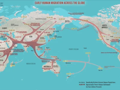 نقشه مهاجرت های اولیه انسان؛ از آفریقا تا سراسر جهان