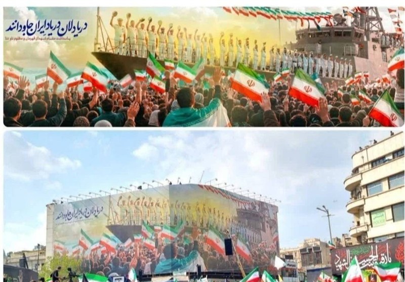 دیوارنگاره جدید میدان انقلاب؛ دریادلان در یاد ایران جاودانند