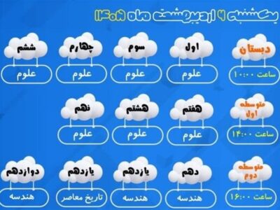 اعلام برنامه درسی مدرسه‌ تلویزیونی‌ ایران