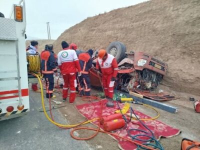 برخورد تریلی بدون ترمز با ۱۶ خودرو در هشترود