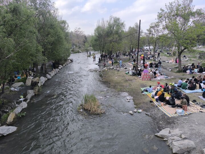 پرآبی رودخانه وکیل‌آباد مشهد در بهار