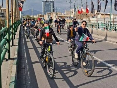 کاروان دوچرخه‌سواری «در رکاب ایران» دانش آموزان قزوینی