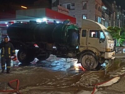 آتش‌سوزی کامیون سوخت در جایگاه گذرنامه کرمانشاه مهار شد