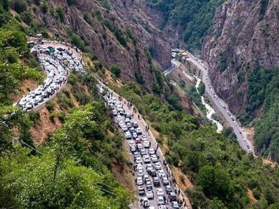 جاده چالوس دوطرفه شد؛ ترافیک نیمه سنگین در هراز